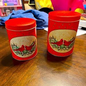 vintage cardinal canister set. set of two
